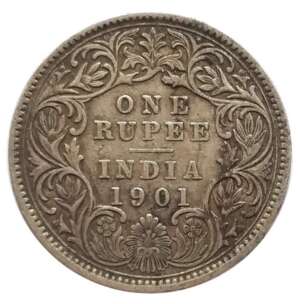 British India Victoria Empress 1901 Silver One Rupee