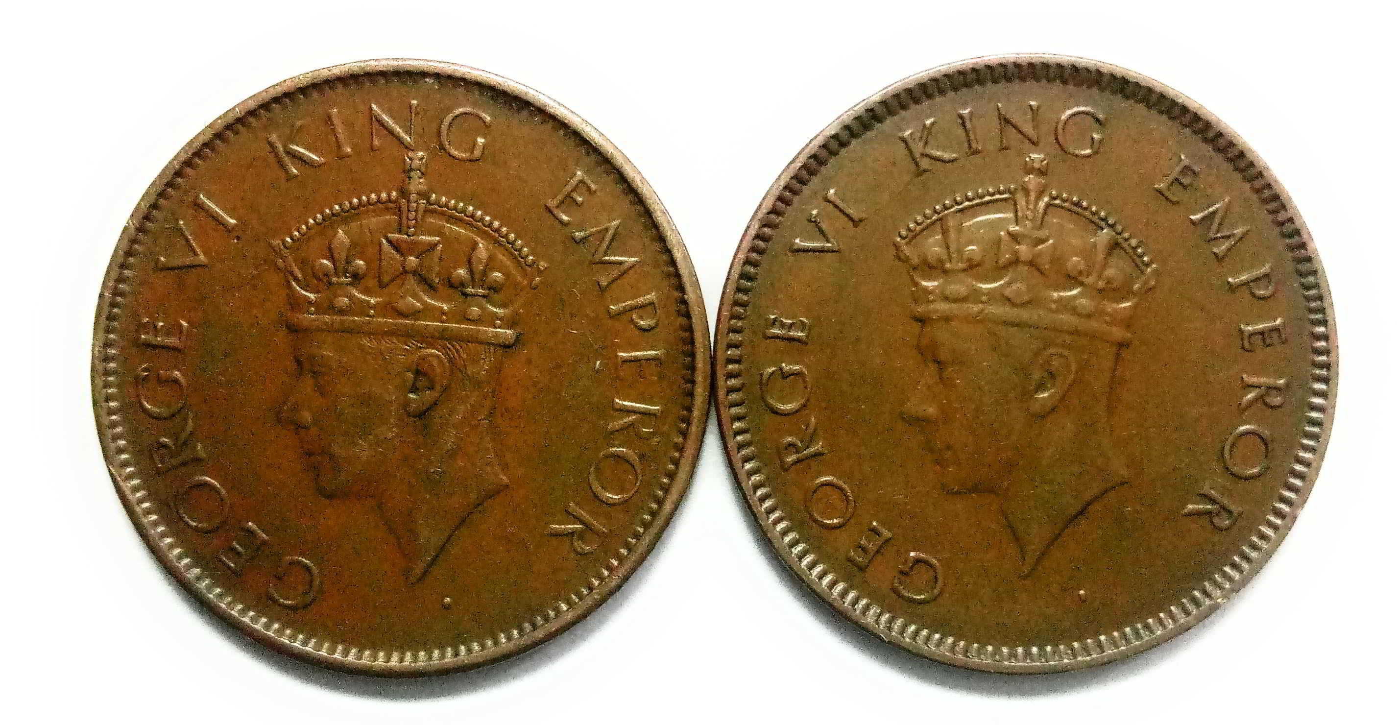 British India Coins Quarter Anna First Head And Second Head King George ...