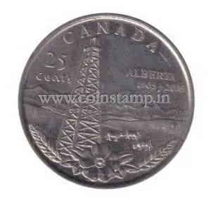Canada 25 Cents 100th Anniversary of Alberta @coins and stamps