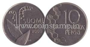 Finland Republic 10 Penning Pre Euro Coin