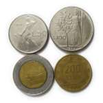 Italy Pre Euro Set of 4 coins 50 Lire 100 Lire 200 Lire 500 Lire