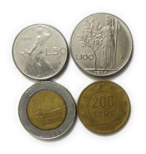 Italy Pre Euro Set of 4 coins 50 Lire 100 Lire 200 Lire 500 Lire