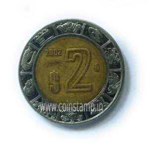 Mexico New 2 Pesos Bimetal Coin 1997 to 2021 @ Coins and Stamps