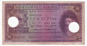 India Portuguese 100 rupias 1945