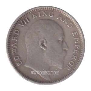 British India 1/4 Rupee Silver Edward VII Vg Condition