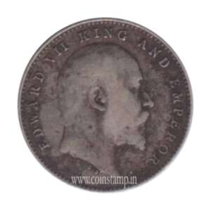 British India 2 Anna Silver Edward VII Vg Condition