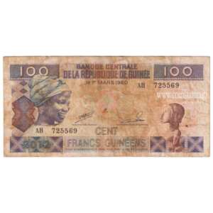 Guinea Republic 100 Franc Heavy Used