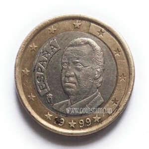 Spain 1 Euro Juan Carlos I 1st Type, 1st Map Used