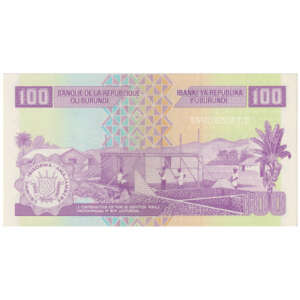 Burundi 100 Francs Louis Rwagasore AUNC