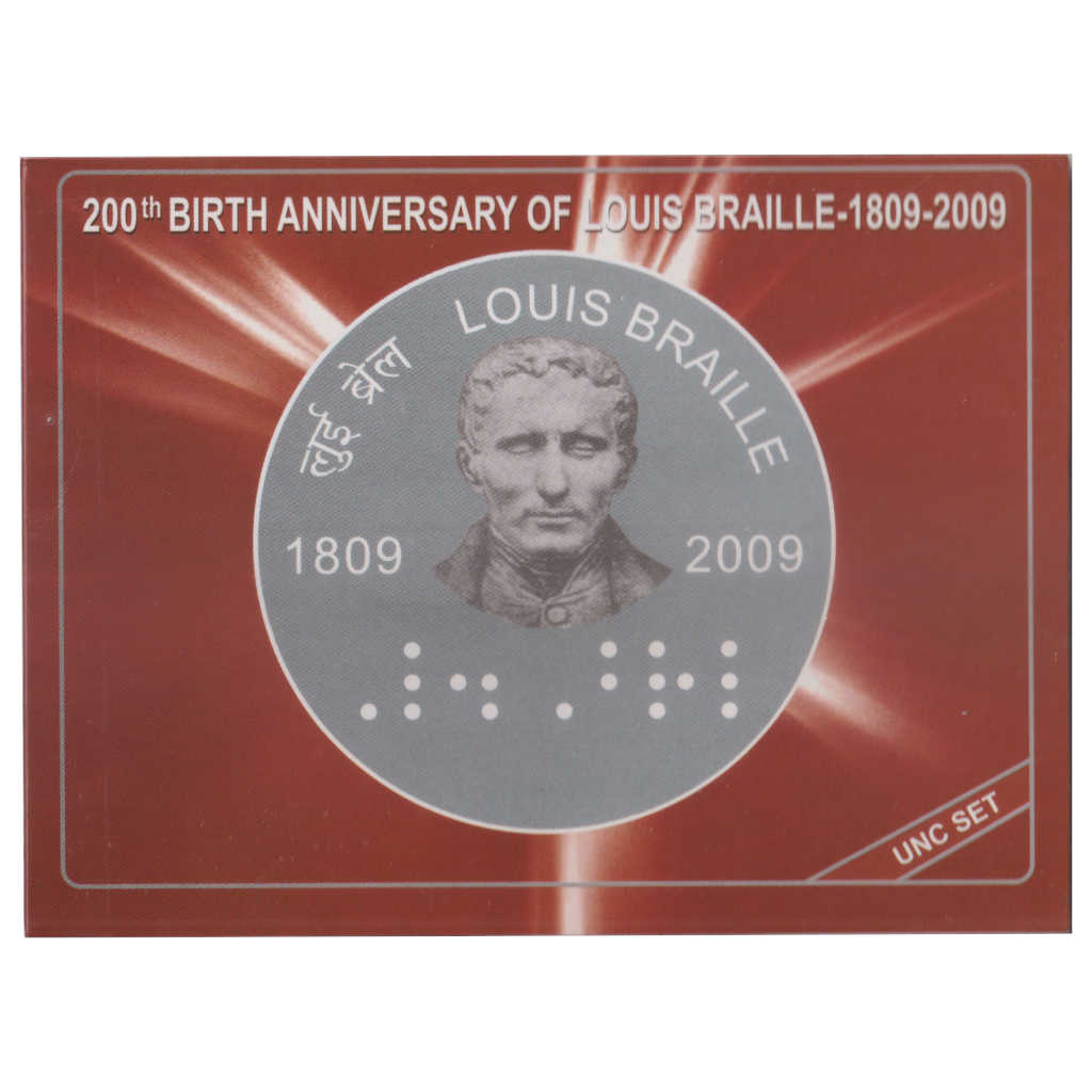 200th Birth Anniversary Of Louis Braille 100 And 2 Rupees Unc Set