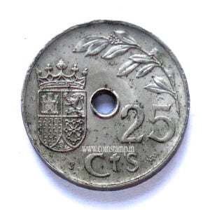 Spain 25 Centimos 2nd Triumphant Year Used