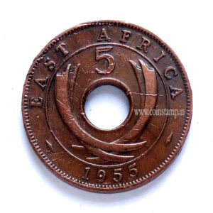 East Africa 5 Cents Elizabeth II Hole Coin Used