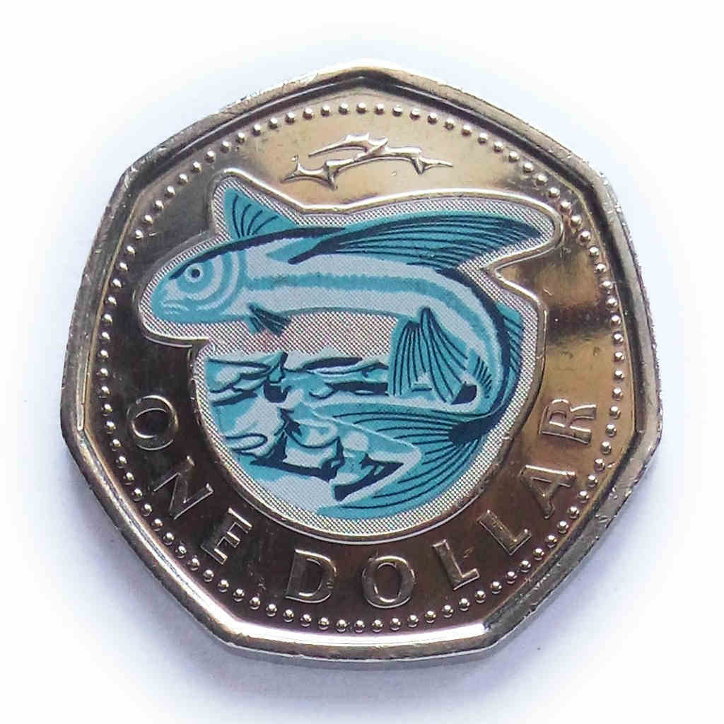 Barbados 1 Dollar Flying Fish AUNC CoinStamp.in