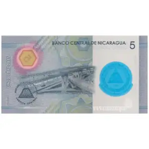 Nicaragua 5 Cordobas Central Bank of Nicaragua Polymer AUNC