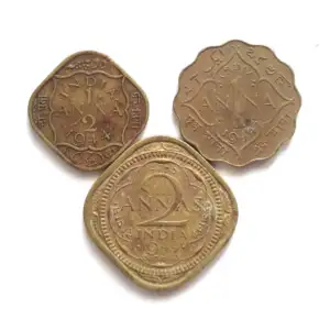 British India Coins Set of 3 Different Nickel Brass King George 6