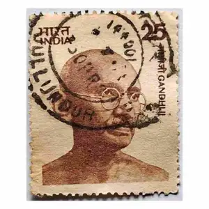 Mahatma Gandhi Definitive Large 25 P Indian Stamp Used
