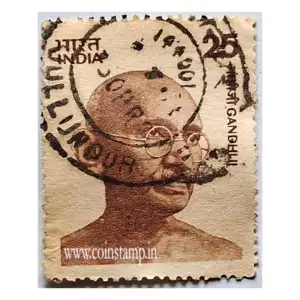 Mahatma Gandhi Definitive Large 25 P Indian Stamp Used