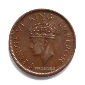 British India 1/4 Anna 1941 King George VI Used