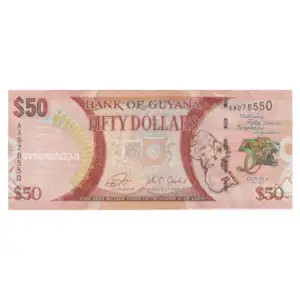 Guyana 50 Dollars 50 Years of Independence AUNC