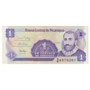 Nicaragua 1 Centavo Francisco Hernandez de Cordoba AUNC