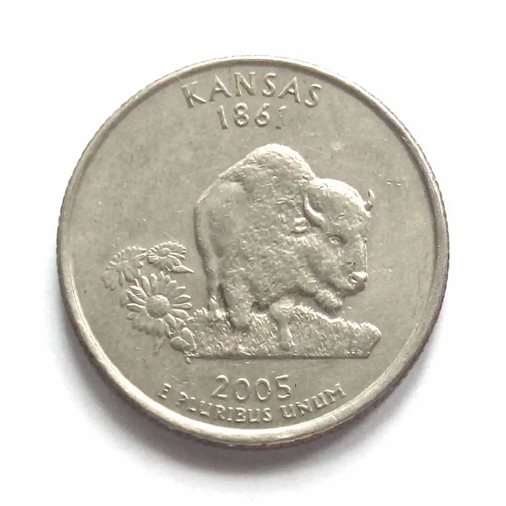 US Quarter Dollar: Kansas Commemorative Coin from 2005