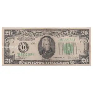 United States 20 Dollars Federal Reserve Note Small Portrait 1934 C Used