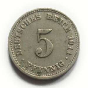 Germany 5 Pfennigs Wilhelm II Type 2 Used