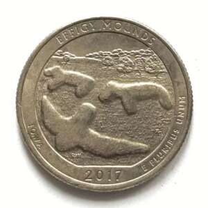 U.S 1/4 Dollar 2017 Effigy Mounds National Monument, Iowa Used