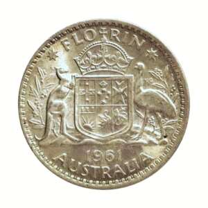 Australia 1 Florin Elizabeth II 1st Portrait with "F:D:" AUNC