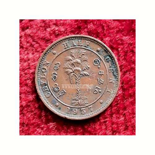 Asian Coins: Ceylon Half Cent 1937-1940 - King George VI
